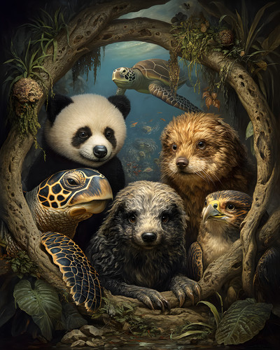Panda tartarughe marine - tartarughe, e