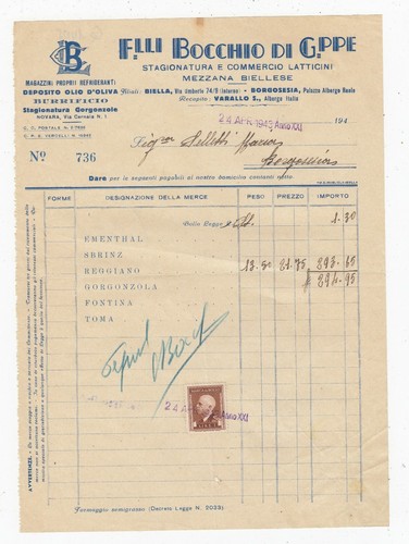 Fattura mezzana biellese - mezzana,
