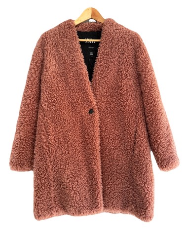 Zara teddy coat rosa giacca - zara, m