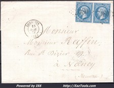 FRANCE PAIRE N°22 SUR LETTRE