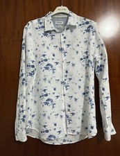 Camicia Sorbino Taglia S Uomo Shirt Manica Lunga Cotone Bianco A Fiori Blu
