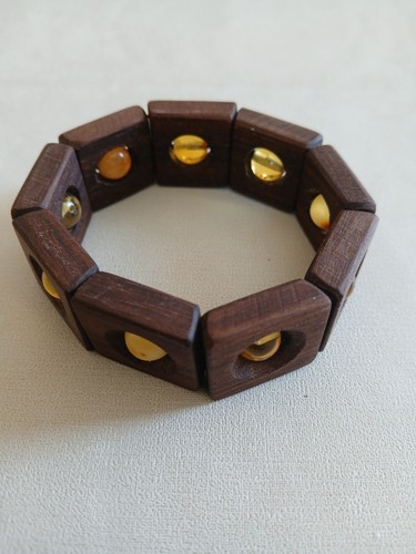 Bracciale legno ambra - in, e