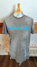 T-SHIRT DSQUARED2 COTONE GRIGIO INVECCHIATO TAGLIA LARGE MAI INDOSSATA.