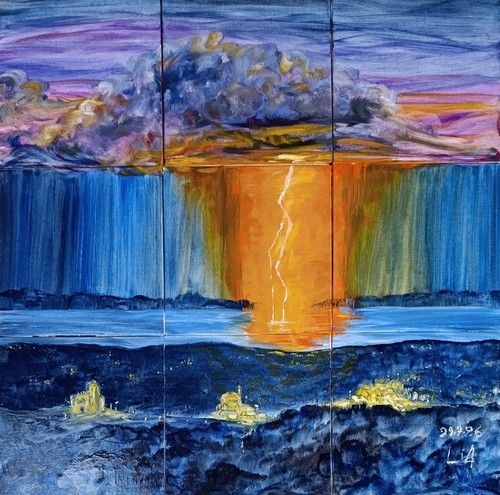 Dipinto olio mosaico - olio,
