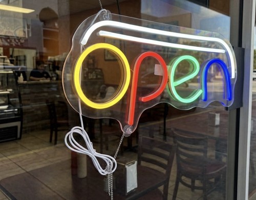 Insegna neon led aperta - neon, "aperta"