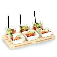 ALPINA VASSOIO APERITIVO 10 PEZZI LEGNO CERAMICA VETRO E ACCIAIO INOX