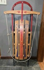 Slitta vintage in legno (Gladding Champion Fastback) slitta con binario in metallo 45"