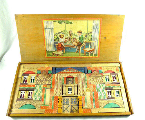Vecchio gioco legno mattoncini - legno,