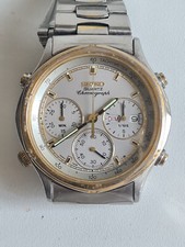 Orologio cronografo Seiko 7A38 7250 acciaio inox cinturino originale-Funzionante