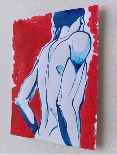 Pittura acrilica nudo - , maschile
