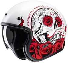CASCO MOTO JET VINTAGE FIBRA HJC V31 DESTO MC1 BIANCO ROSSO TG L
