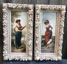 Antica coppia di dipinti ad