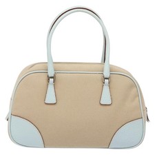 Borsa Prada Bauletto in tela con pelle beige borsa in tela autentica