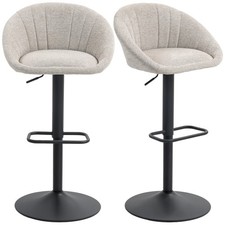 HOMCOM Set 2 Sgabelli Bar Girevoli con Altezza Regolabile in Tessuto Beige