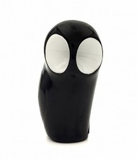 Gufo di Boemia Royal Dux vintage porcellana nera con occhi bianchi MCM 3,5"