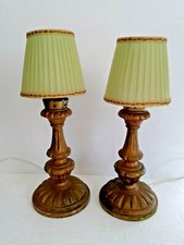 2x COPPIA ABAT JOUR LEGNO DORATO LAMPADE ARREDAMENTO D'ANTIQUARIATO BROCANTE