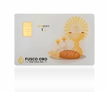 FUSCO ORO LINGOTTO  1 GRAMMO COMUNIONE  ORO PURO 24KT 999.9 NUOVO IN BLISTER