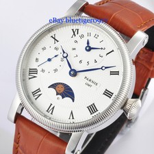Orologio Retro Parnis 42mm Movimento Carica Manuale Funzione GMT Orologi da Polso Classici