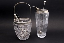 Set 5pz cocktail cristallo e argento 800 - Secchiello ghiaccio, Vaso miscelatore