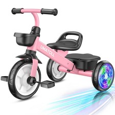 Triciclo Bambino per Età 2-5, Bici Regolabile con Ruote Illuminate, Divertimento Outdoor