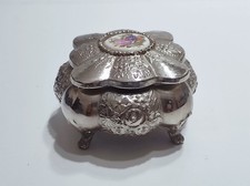 Portagioie antico cofanetto in metallo scrigno argentato scatola design vintage