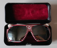 Rare Vintage 70s Ski Sunglasses Rossignol Striped Occhiali Sci Lenti a Specchio