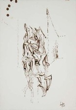 Aldo Bergolli - china seppia su carta '65 - autentica su foto + catalogo