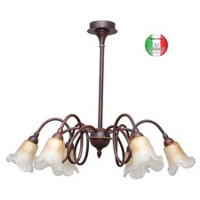 Lampadario a soffitto classico Ferro Battuto 6 vetri murano Doge Made in Italy
