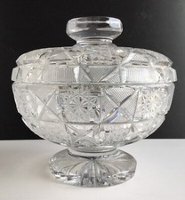 Ciotola con coperchio vintage cristallo molato, tonda, perfetta, vaso portadolci