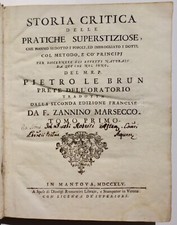 MANTOVA 1745 STORICA CRITICA DELLE PRATICHE SUPERSTIZIOSE LEBRUN LIBRO ESOTERICA