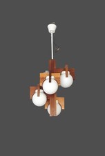 RARO LAMPADARIO VINTAGE  LEGNO L.40 H.80 LAMPADARIO MODERNARIATO chandelier 