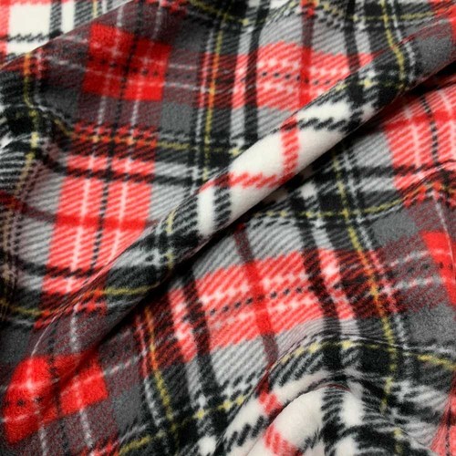 Tessuto pile scozzese grigio - pile,