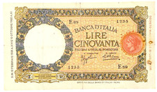 50 LIRE - ITALIA - LUPETTA (FASCIO) ROMA - 1° TIPO - DM 12-02-36 - BI 6B -