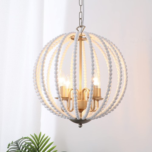 Lampadario boho legno perline - boho,