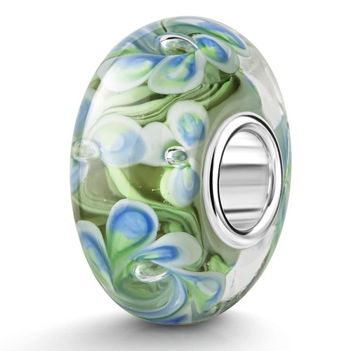 Materia fiori vetro bead verde - fiori,