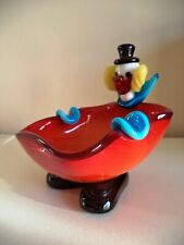 Statuina pagliaccio vetro di Murano posacenere made in Italy 13,5 cm glass verre