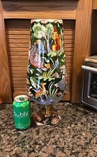 VASO VINTAGE JOSE CIRE ROYO VETRO VERDE DIPINTO A MANO SMALTO SCENA MEDIEVALE SPAGNA