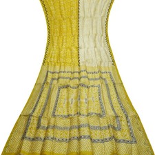 Sari Vintage Giallo 100% Seta