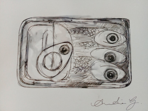 Disegno inchiostro sardine - a,