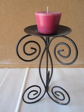 Candelabro antico in ferro battuto con candela inclusa portacandela vintage