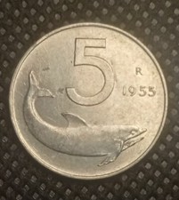 Moneta 5 Lire Delfino del 1955