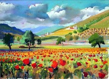 MARCO ZAMBRELLI - PAESAGGIO CAMPORA - OPERA UNICA - PASTELLO SU CARTA