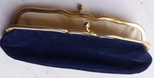 Borsellino portamonete velluto blu vintage anni 40