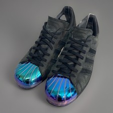 Adidas Superstar pelle scamosciata invecchiata anni 80 punta in metallo iridescente taglia 8