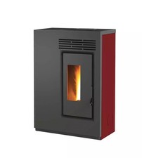 STUFA A PELLET SLIM VENTILATA CARIS "FIORE" BORDEAUX 5,0 KW - STAFFA A MURO I...