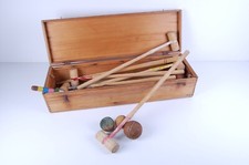 Vecchia scatola in legno Noè Milano Set gioco Croquet vintage mazze anni 40 50