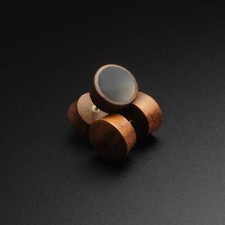 Sono Legno Finto Gauge Spina con Nera Madreperla Intarsio Dilatatore Orecchio