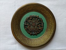 Piatto decorativo metallo con stella “Bethlehm” Ø 15 souvenir vintage Holy land