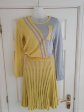 LOVE MOSCHINO abito plissettato giallo/argento donna taglia IT 40/UK 8