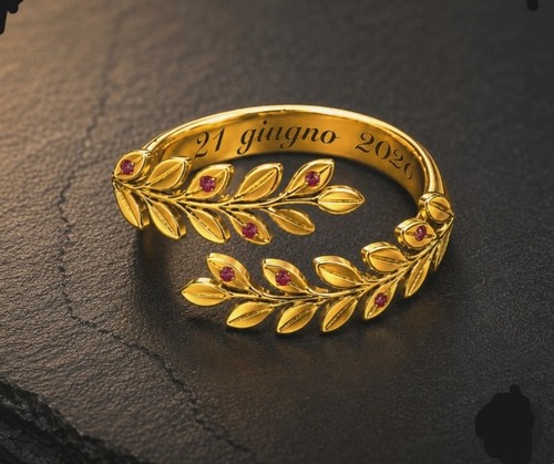 Anello laurea foglie alloro - laurea, di